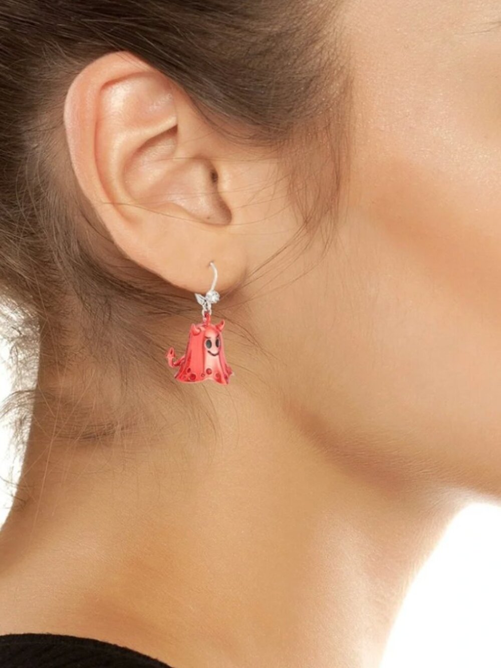 BETSEY JOHNSON Angel Devil Mismatch Dangle Drop Halloween Earrings CZ NIB - Picture 4 of 6